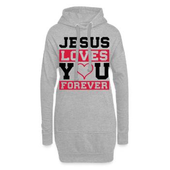 Jesus liebt dich herz - Hoodie-Kleid - Grau meliert - Vorne