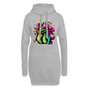 Motif de dinosaure coloré cool - 3 T-Rex - Sweat-shirt à capuche long Femme - gris chiné - Devant