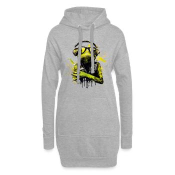 Grenouille cool avec lunettes de soleil et écouteurs - Sweat-shirt à capuche long Femme - gris chiné - Devant