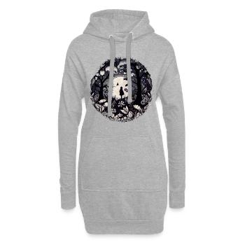 Fille dans une forêt de conte de fées mystique avec des fleurs - Sweat-shirt à capuche long Femme - gris chiné - Devant