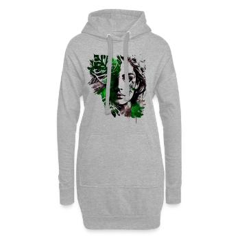 Belles plantes dame comme croquis à l’encre - Sweat-shirt à capuche long Femme - gris chiné - Devant
