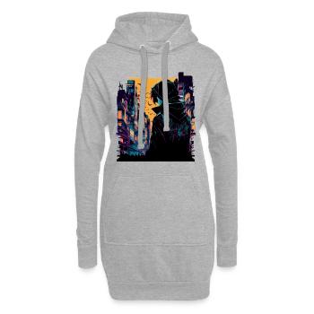 Surreal Japanese Comic City - Street Art - Sweat-shirt à capuche long Femme - gris chiné - Devant