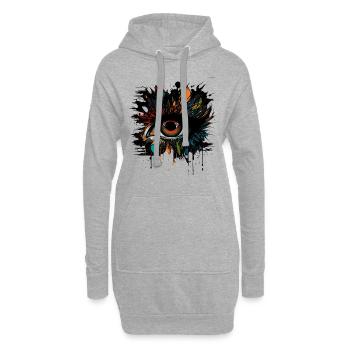 Œil psychédélique avec des détails colorés à l’aérographe - Sweat-shirt à capuche long Femme - gris chiné - Devant