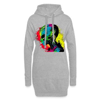 Cool Rétro Futuristic Alien - Arc-en-ciel - Sweat-shirt à capuche long Femme - gris chiné - Devant
