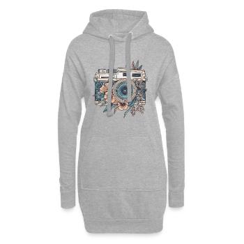 Coole Vintage Retro Kamera Boho Style - Hoodie-Kleid - Grau meliert - Vorne