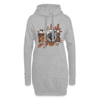 Coole Vintage Retro Kamera Boho Style braun - Hoodie-Kleid - Grau meliert - Vorne