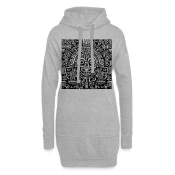 Inca, Aztèque, Maya motif, oeuvre noire - Sweat-shirt à capuche long Femme - gris chiné - Devant
