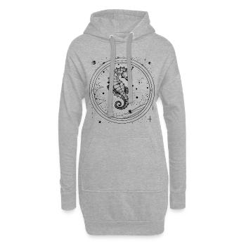 Hippocampe design nautique de l’espace vintage - Sweat-shirt à capuche long Femme - gris chiné - Devant