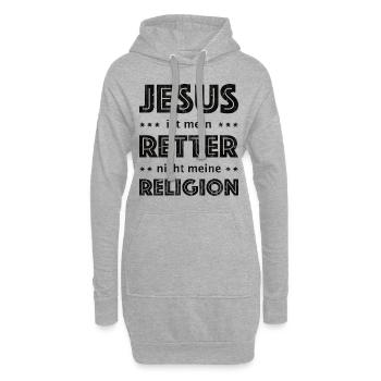 Jesus ist mein Retter nicht meine Religion - Hoodie-Kleid - Grau meliert - Vorne