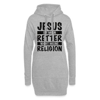 Jesus ist mein Retter nicht meine Religion - Hoodie-Kleid - Grau meliert - Vorne