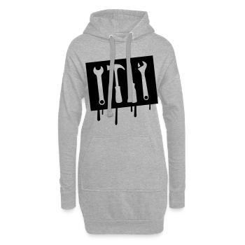 werkzeug symbol icon handwerker - Hoodie-Kleid - Grau meliert - Vorne