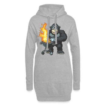 Grillen Grilla Griller Gorilla BBQ Lustig Witzig - Hoodie-Kleid - Grau meliert - Vorne