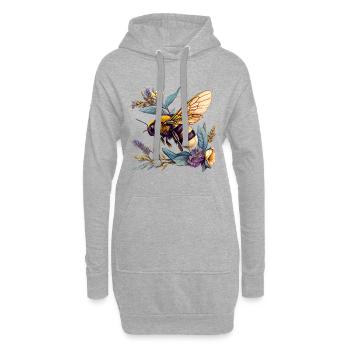 Cooles Bienen Motiv mit Blumen Cartoon Comic - Hoodie-Kleid - Grau meliert - Vorne