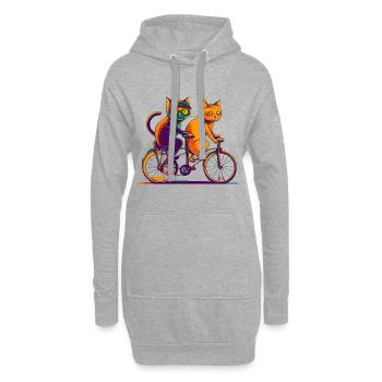 Cool Comic Cats Ride Bike, Tandem - Sweat-shirt à capuche long Femme - gris chiné - Devant