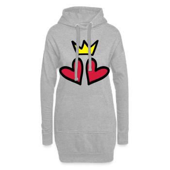 herzen krone herz liebe symbol - Hoodie-Kleid - Grau meliert - Vorne