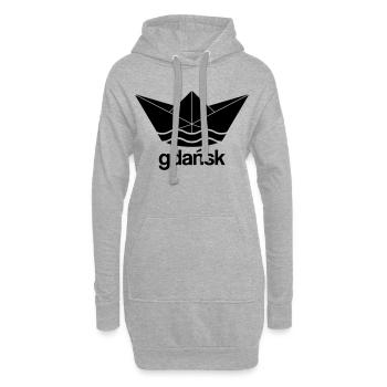 Cooles Gdansk Papierschiff Design - Hoodie-Kleid - Grau meliert - Vorne