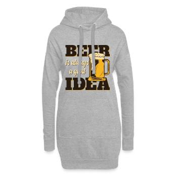 bière - Sweat-shirt à capuche long Femme - gris chiné - Devant
