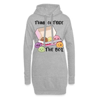 Mochi Kawaii außerhalb Box denken Geschenk - Hoodie-Kleid - Grau meliert - Vorne