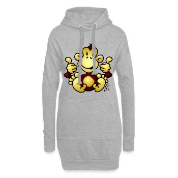 Affe - Hoodie-Kleid - Grau meliert - Vorne