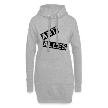 ANTI ALLES – Minimalistisches Protest Shirt - Hoodie-Kleid - Grau meliert - Vorne