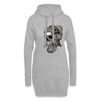 Bart Hipster Skull mit Kopfhörer - Hoodie-Kleid - Grau meliert - Vorne