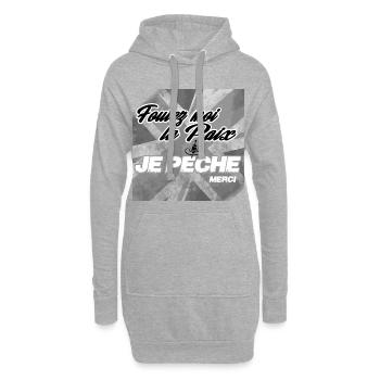 Pêche : Foutez-moi-la-paix - Sweat-shirt à capuche long Femme - gris chiné - Devant