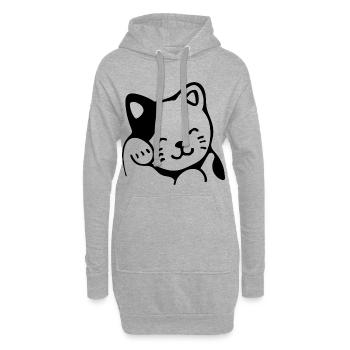 Katze - Hoodie-Kleid - Grau meliert - Vorne