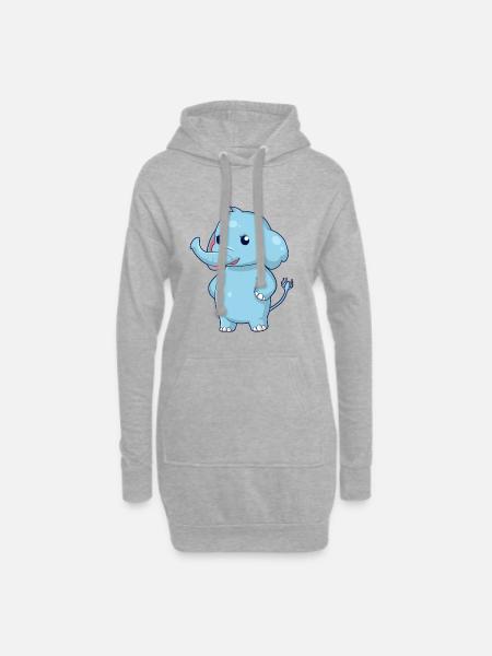 Stehender Elefant - Hoodie-Kleid - Grau meliert