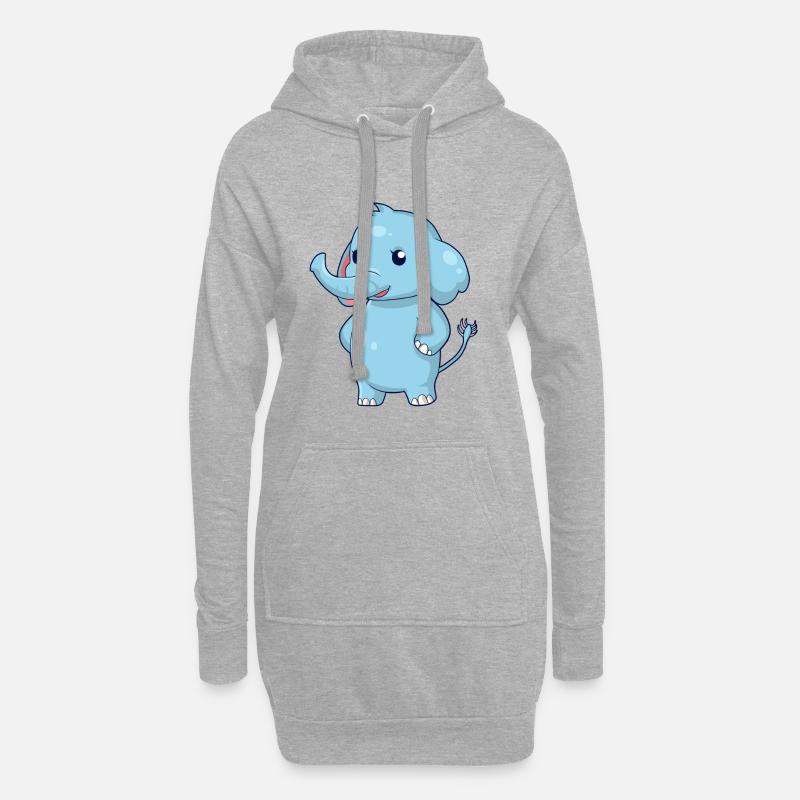 Stehender Elefant - Hoodie-Kleid - Grau meliert