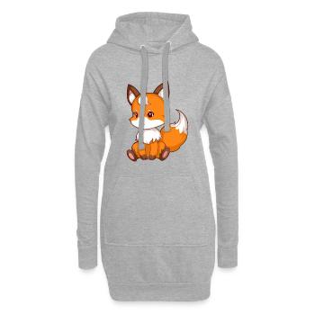 Süsser sitzender Fuchs - Hoodie-Kleid - Grau meliert - Vorne