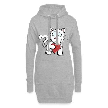 J'aime les chats Bandes dessinées - Chats - Chat - Sweat-shirt à capuche long Femme - gris chiné - Devant