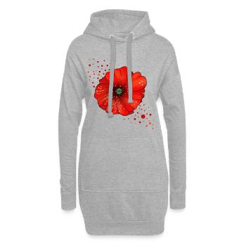Mohnblume Poppy Kunst - Hoodie-Kleid - Grau meliert - Vorne