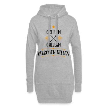 Grillen Chilln Bierchen Killen - Hoodie-Kleid - Grau meliert - Vorne