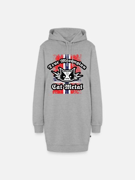 True Meowegian Cat Metal - Norwegische Flagge - Hoodie-Kleid - Grau meliert