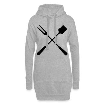 Couverts de barbecue - Sweat-shirt à capuche long Femme - gris chiné - Devant