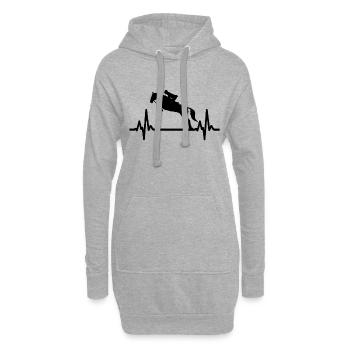 Cheval - Equitation - Courses de chevaux - Sweat-shirt à capuche long Femme - gris chiné - Devant
