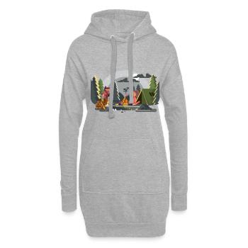 Lagerfeuer Waldcamping Duo - Hoodie-Kleid - Grau meliert - Vorne