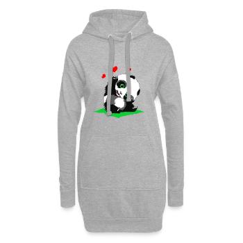 Panda câlin avec des cœurs - Sweat-shirt à capuche long Femme - gris chiné - Devant