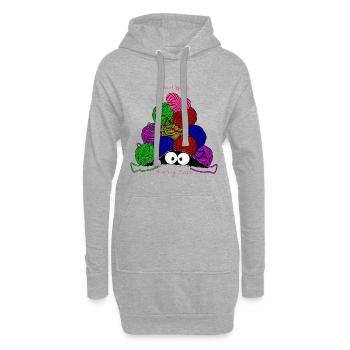 So viel Wolle so wenig Zeit! Garnknäuel witzig - Hoodie-Kleid - Grau meliert - Vorne