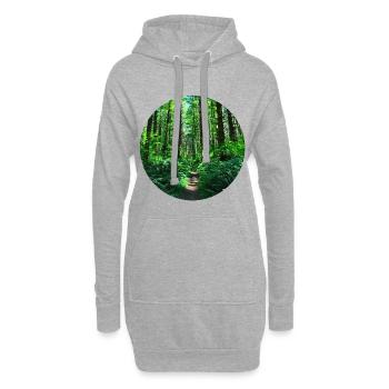 Wald Wälder Bäume Natur grün Waldweg Waldboden - Hoodie-Kleid - Grau meliert - Vorne
