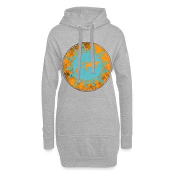 Ästhetisches Geckosymbol im Tribalstil - Hoodie-Kleid - Grau meliert - Vorne