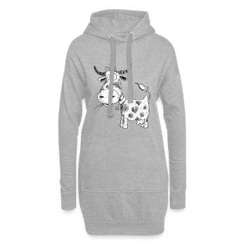 Witzige Kuh Zeichnung I Rind Comic I Milchkuh - Hoodie-Kleid - Grau meliert - Vorne