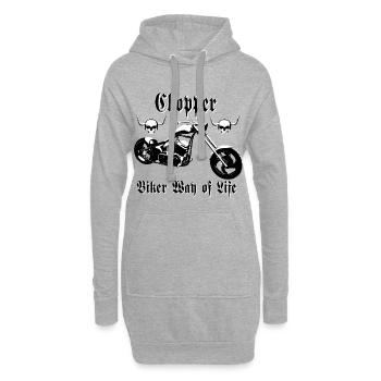 Motard, couperet, moto, motocross, course, rockers - Sweat-shirt à capuche long Femme - gris chiné - Devant