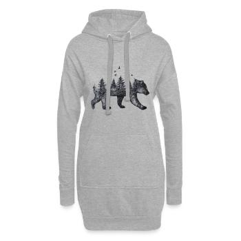 Bär - Hoodie-Kleid - Grau meliert - Vorne