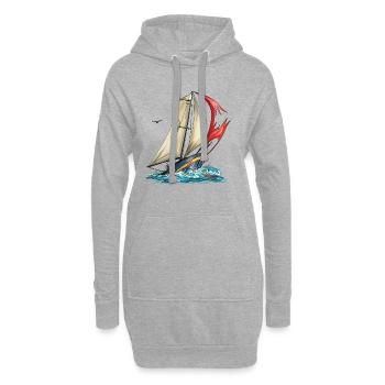 Segel Yacht - Hoodie-Kleid - Grau meliert - Vorne