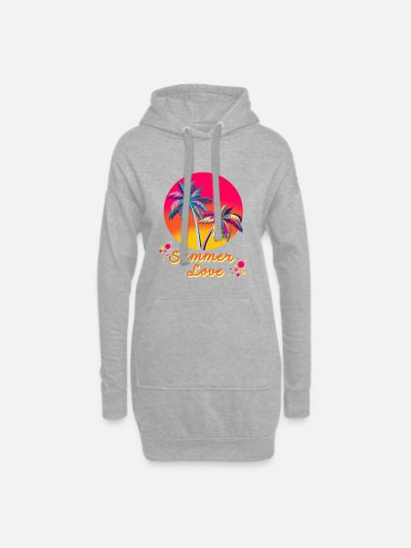 Sommer, Sonne, Beach, Urlaub, Geschenk - Hoodie-Kleid - Grau meliert