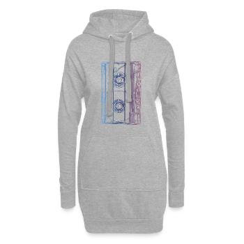 Vintage Kassette - Hoodie-Kleid - Grau meliert - Vorne