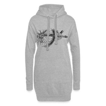 roue - Sweat-shirt à capuche long Femme - gris chiné - Devant