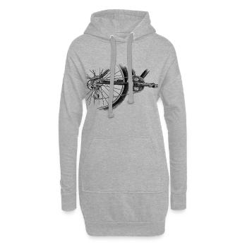 roue - Sweat-shirt à capuche long Femme - gris chiné - Devant