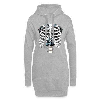 Moteur de moto squelette Halloween - Sweat-shirt à capuche long Femme - gris chiné - Devant
